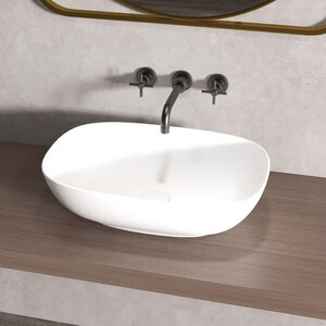 Изображение товара Раковина Abber Stein AS2637 50 см из искусственного камня накладная белая матовая