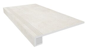 Изображение товара Ступень, керамогранит Ametis Kailas KA00 34954, 33 x 120 см с насечками+Подступенок 14.5 x 120 см, ivory