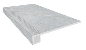 Изображение товара Ступень, керамогранит Ametis Kailas KA01 34955, 33 x 120 см с насечками+Подступенок 14.5 x 120 см, grey