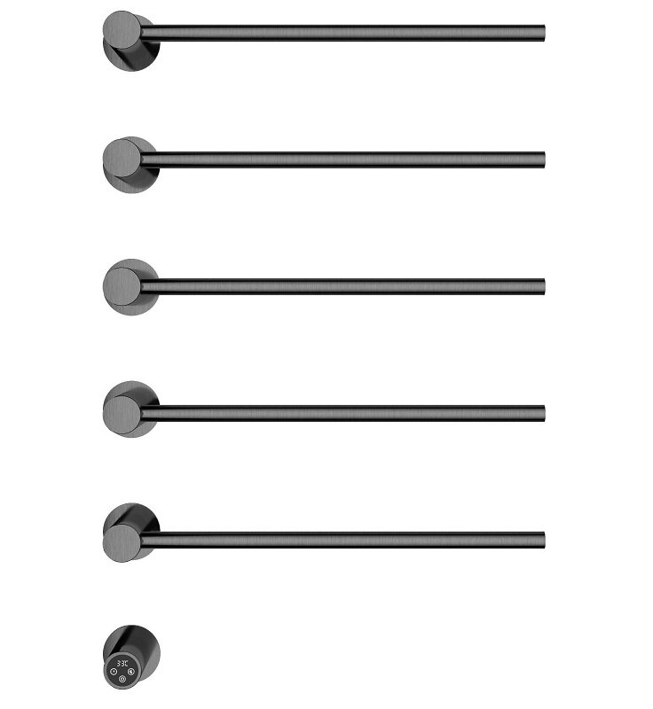 Изображение товара Полотенцесушитель электрический Wonzon & Woghand Hamburg WW-AL315-GM, ширина 45 см, высота 70 см, диммер слева, темный графит PVD