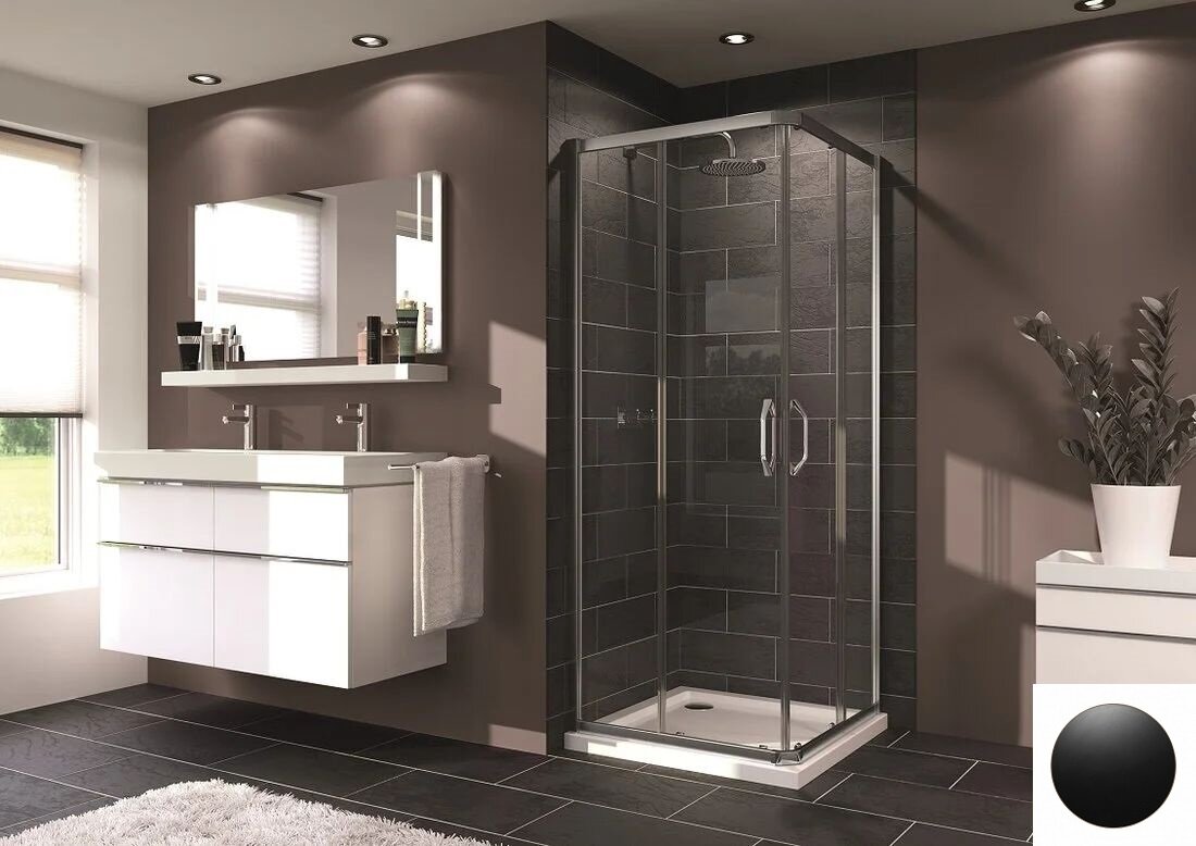 Изображение товара Душевой уголок Huppe 21H1110900937000, 90 х 90 см, стекло прозрачное, профиль черный матовый