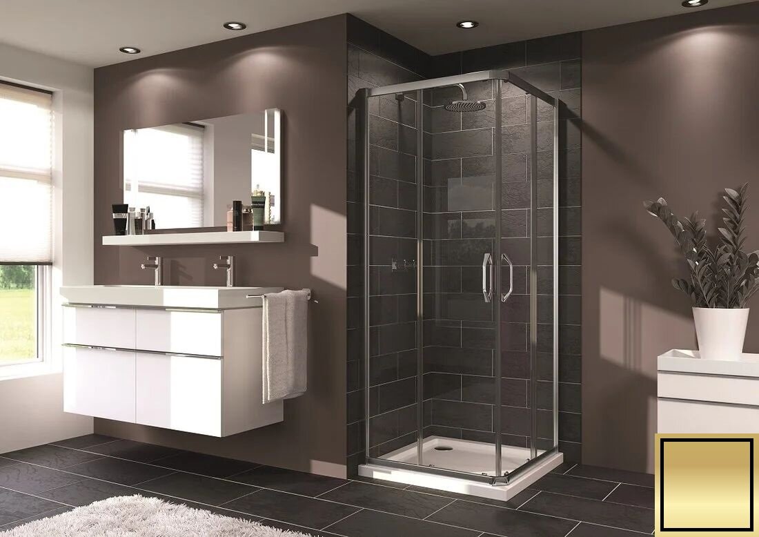 Изображение товара Душевой уголок Huppe 21H1111000247000 100x100 см, золотой профиль, прозрачное стекло