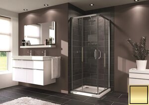 Изображение товара Душевой уголок Huppe 21H1111000247000, 100 х 100 см, стекло прозрачное, профиль золото