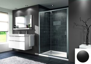 Изображение товара Душевая дверь Huppe 21H11E1200937000, 120 см, раздвижная, стекло прозрачное, профиль черный матовый