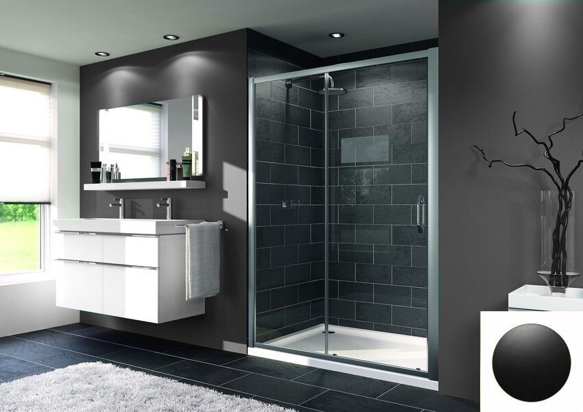 Изображение товара Душевая дверь Huppe 21H11E1500937000, раздвижная, 140 см, стекло, черный матовый профиль