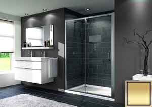 Изображение товара Душевая дверь Huppe 21H11E1500247000, 140 см, раздвижная, стекло прозрачное, профиль золото