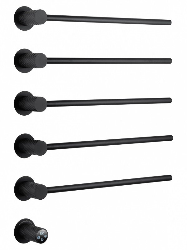 Изображение товара Полотенцесушитель Wonzon & Woghand Munchen WW-A355-MB 75 Вт, левое подключение, черный матовый