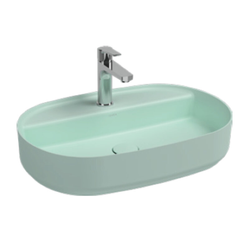 Изображение товара Раковина Isvea Infinity 60 см фарфор мятно-зеленый матовый накладная