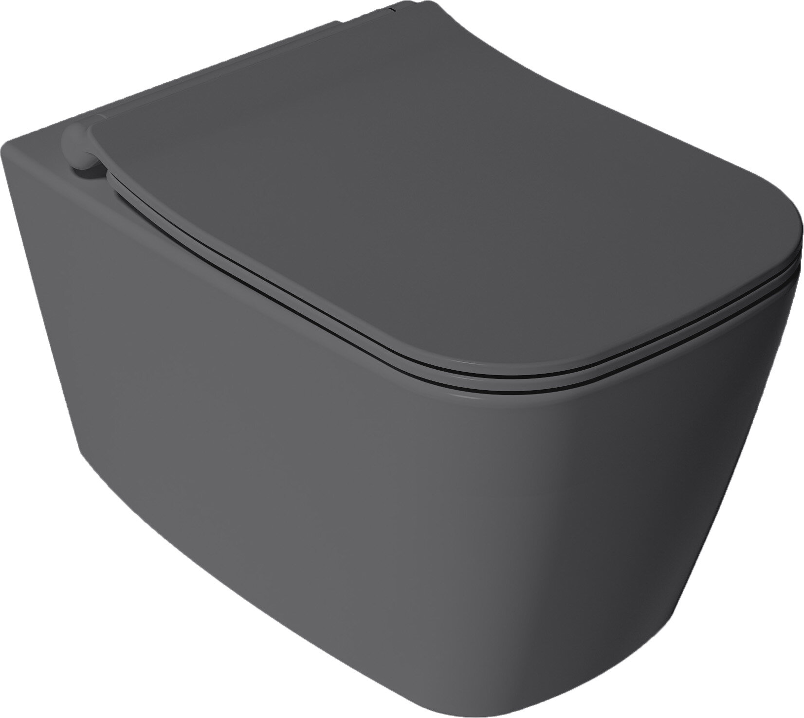 Изображение товара Подвесной унитаз Isvea Vea Cubo безободковый антрацит матовый