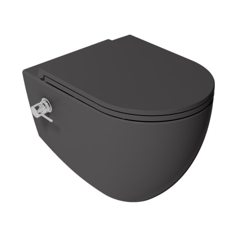 Изображение товара Подвесной унитаз Isvea Infinity 10NFS1005I-2C, безободковый, с биде, цвет антрацит матовый