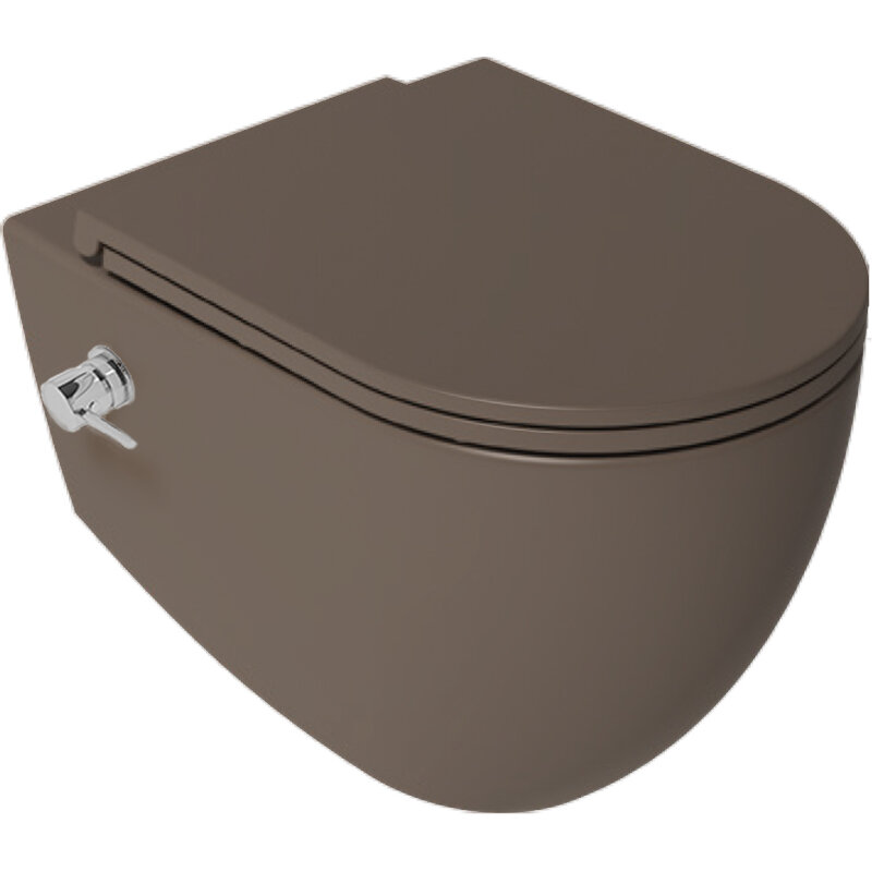 Изображение товара Подвесной унитаз Isvea Infinity 10NFS1005I-2H безободковый с биде коричневый матовый