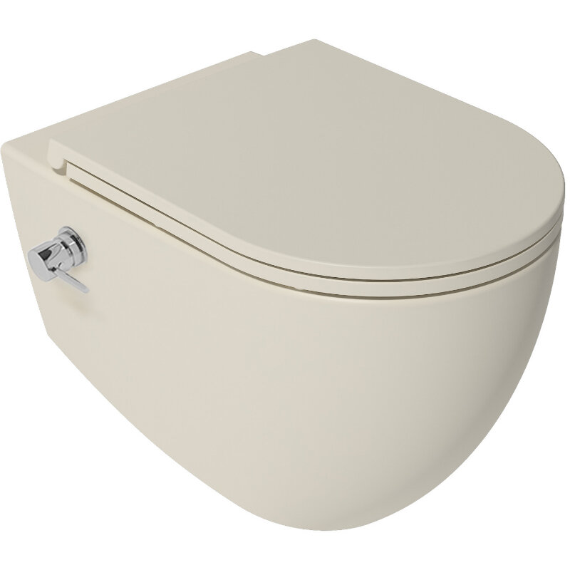 Изображение товара Isvea Infinity 10NFS1005I-2K: подвесной безободковый унитаз с биде, слоновая кость матовый