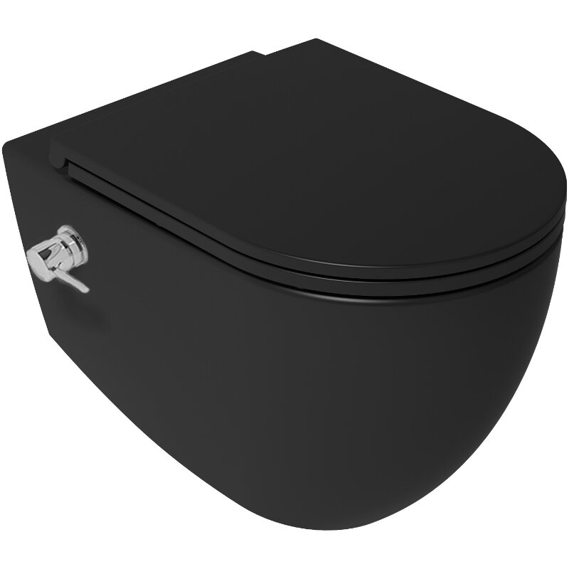 Изображение товара Подвесной унитаз Isvea Infinity 10NFS1005I-2N, безободковый, с биде, цвет черный матовый