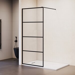 Изображение товара Душевая стенка RGW Walk In WA-019B, 351001910-84, со свободным входом, 100 см, стекло прозрачное с рисунком, профиль черный