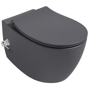 Изображение товара Подвесной безободковый унитаз Isvea Sentimenti Neo с функцией биде антрацит матовый Изображение товара Подвесной безободковый унитаз Isvea Sentimenti Neo с функцией биде антрацит матовый