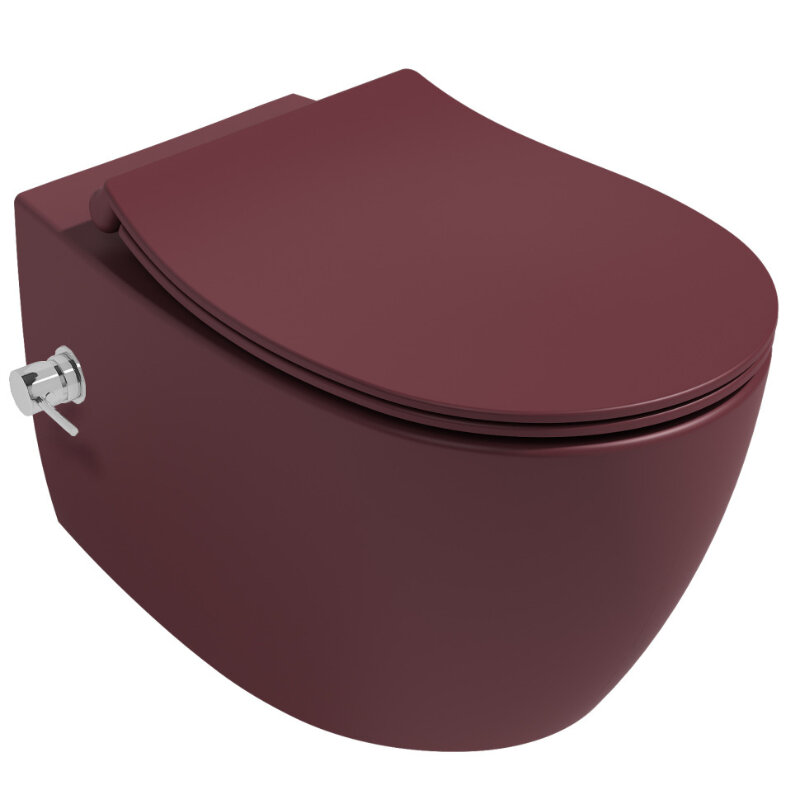 Изображение товара Подвесной унитаз Isvea Sentimenti Neo 10ARS1015I-2R безободковый с функцией биде бордовый матовый