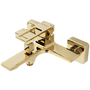 Изображение товара Смеситель для ванны и душа BelBagno Luce LUC-VASM-ORO, с душевым гарнитуром, PVD покрытие, золото