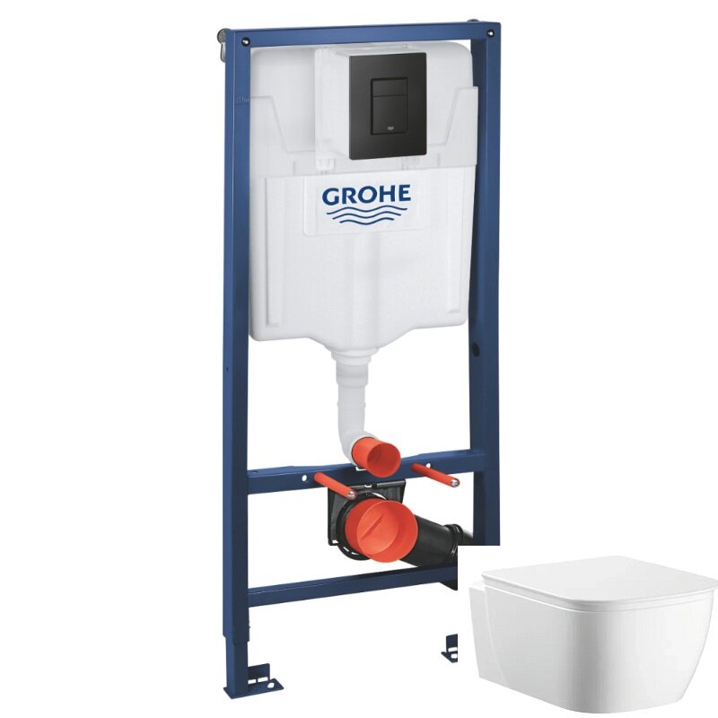 Изображение товара Инсталляция SET34 Grohe Solido 38811KF0, унитаз подвесной белый La Fenice Simpla FNC-09-SIM-UP, Tornado, сиденье микролифт, клавиша фантомный черный