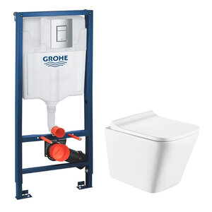 Изображение товара Инсталляция SET9 Grohe Rapid SL 38772001, унитаз подвесной белый Koller Pool Trend TR-0490-RQ3, Tornado, сиденье микролифт, клавиша хром