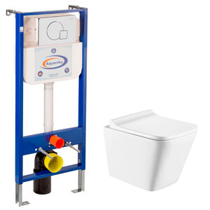 Изображение товара Инсталляция SET13 Aquanika Basic 10.702.450.02.10, унитаз подвесной белый Koller Pool Trend TR-0490-RQ3, Tornado, сиденье микролифт, клавиша хром