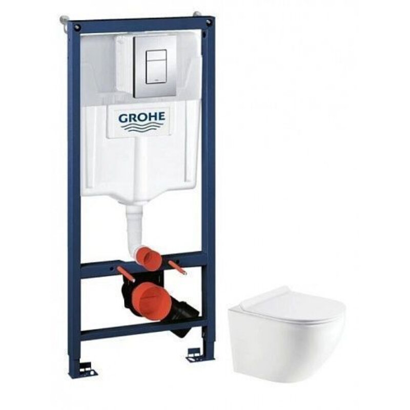 Изображение товара Инсталляция SET10 Grohe Rapid SL 38772001, унитаз подвесной белый Koller Pool Round RN-0520-RQ3, Tornado, сиденье микролифт, клавиша хром