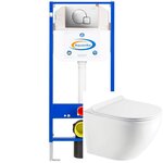 Инсталляция SET15 Aquanika Basic 10.702.450.02.10, унитаз подвесной белый Koller Pool Round RN-0490-RQ3, Tornado, сиденье микролифт, клавиша хром - фото 1