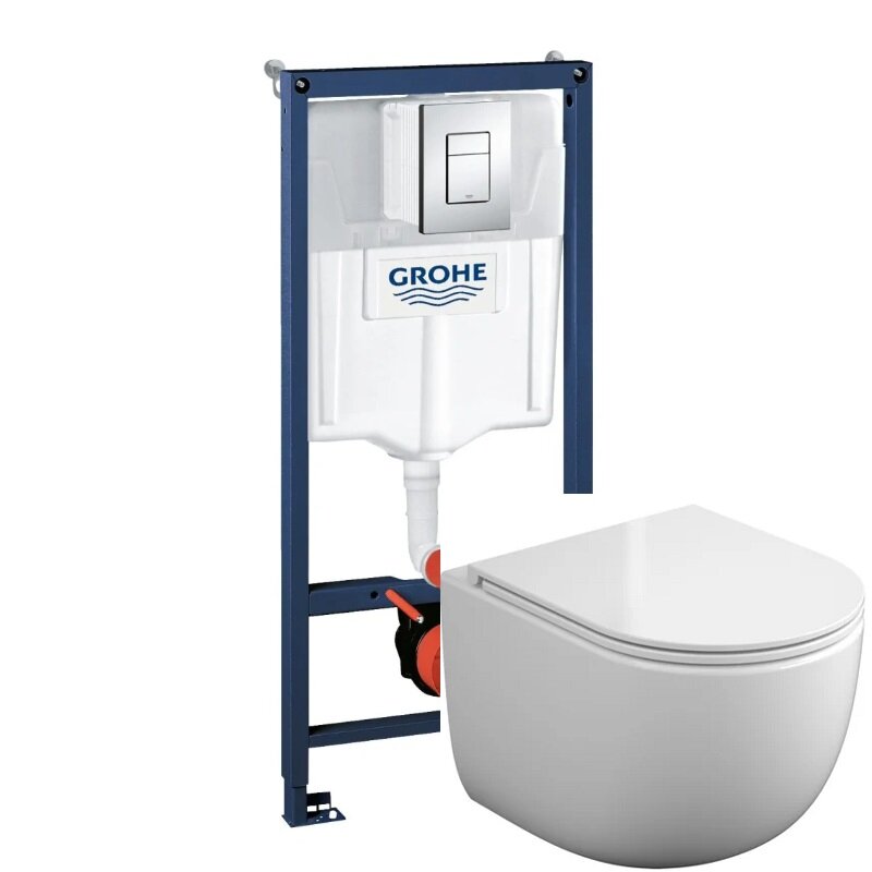 Изображение товара Инсталляция SET26 Grohe Rapid SL 38772001, унитаз подвесной белый Koller Pool Aqua AQ-0495-RQ3, сиденье микролифт, клавиша хром Изображение товара Инсталляция SET26 Grohe Rapid SL 38772001, унитаз подвесной белый Koller Pool Aqua AQ-0495-RQ3, сиденье микролифт, клавиша хром