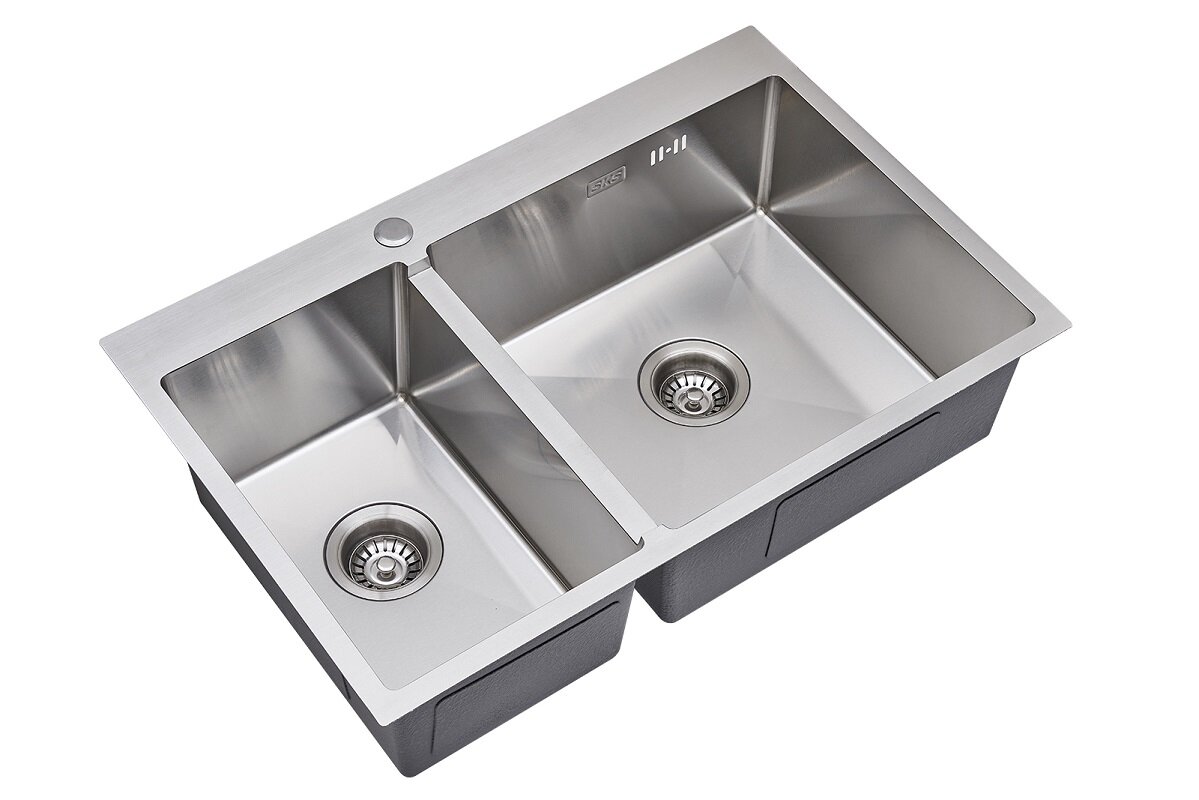 Изображение товара Кухонная мойка из нержавеющей стали 78 см BURSHED SKS 78-2-51-R с монтажом сверху