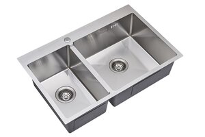 Изображение товара Кухонная мойка из нержавеющей стали 78 см BURSHED SKS 78-2-51-R с монтажом сверху