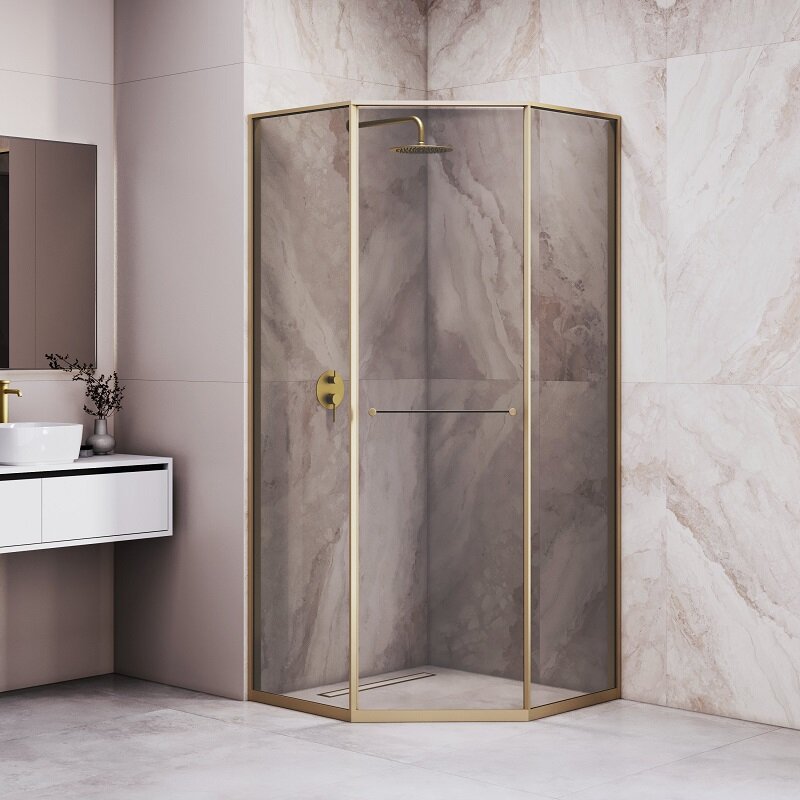 Изображение товара Душевой уголок RGW Stilvoll SV-82Gb 100x100 см с тонированным стеклом и профилем золото