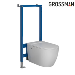 Изображение товара Инсталляция 901.5502.01.000 Grossman 901.K31.01.000, унитаз подвесной белый Grossman GR-5502 impuls, сиденье микролифт