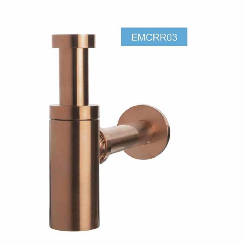 Изображение товара Сифон для раковины PlastBrno EMCRR03, латунь, розовое золото, регулируемый, 28.5 см