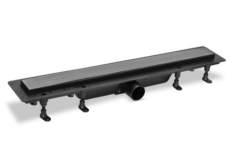 Изображение товара Дренажный канал PlastBrno Design 4 SZA940M, 40 см, с решеткой под плитку, оружейный металл
