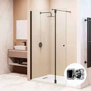 Изображение товара Душевая стенка RGW Walk In WA-054B (WA-010B + Z-072B) 351005493-14 90 см со свободным входом, кронштейн обрезной 120 см, стекло прозрачное, профиль черный