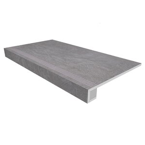 Изображение товара Ступень, керамогранит Ametis Spectrum SR01 39137, 33 x 120 см с насечками+Подступенок 14.5 x 120 см, grey