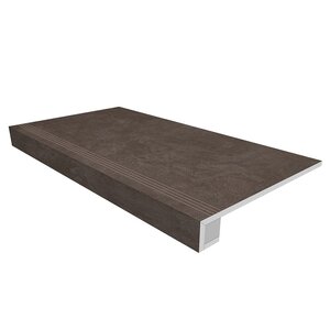 Изображение товара Ступень, керамогранит Ametis Spectrum SR07 39143, 33х120 см с насечками+Подступенок 14.5х120 см, chocolate
