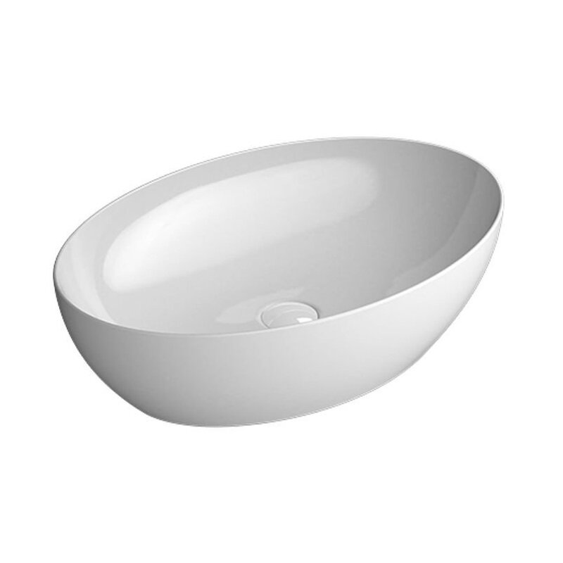 Изображение товара Раковина GSI Pura 8842PVC11, накладная, 60 x 42 см, с донным клапаном, белый глянцевый