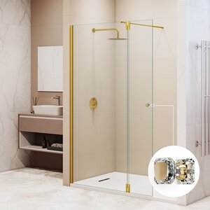 Изображение товара Душевая стенка RGW Walk In WA-054Gb (WA-010Gb + Z-072Gb), 351005433-16, 130 см, стекло прозрачное, профиль золото