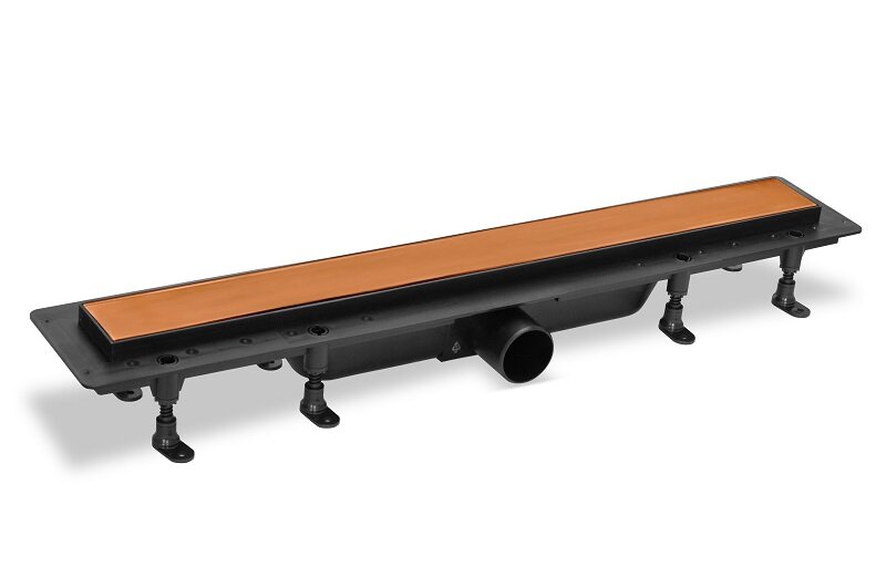 Изображение товара Дренажный канал PlastBrno Design 4 SZA955R 55 см с решеткой под плитку розовое золото