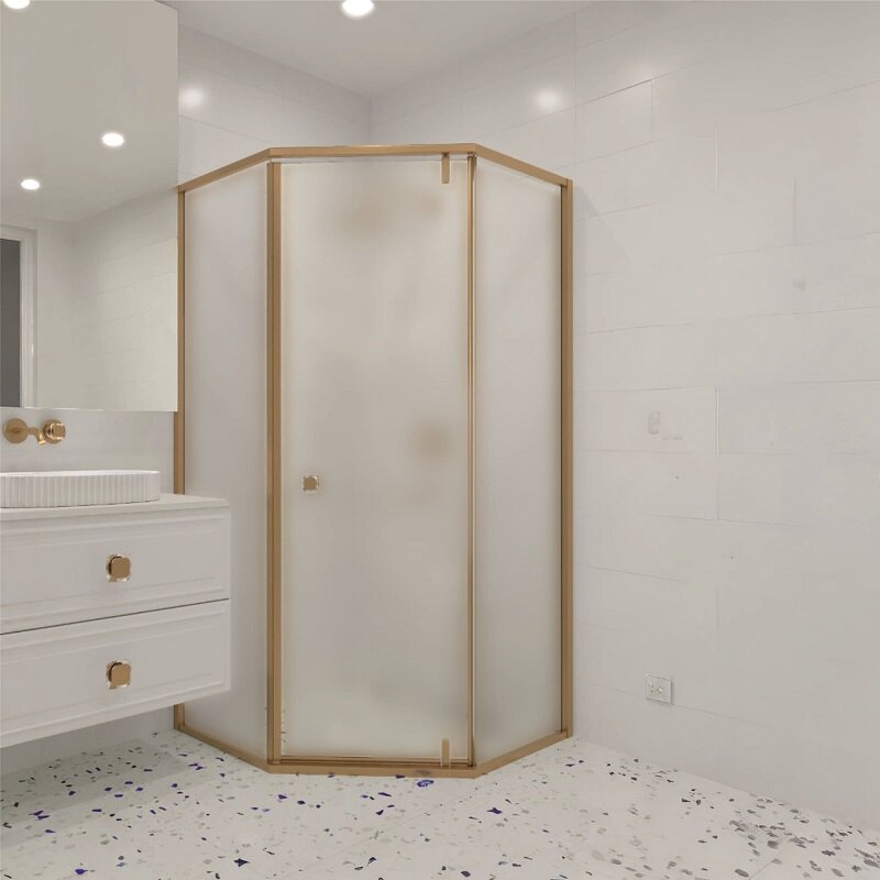 Изображение товара Душевой уголок RGW Hotel HO-088-G 90x90 см распашная дверь золото браш стекло сатинат