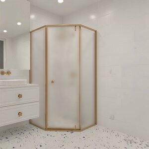 Изображение товара Душевой уголок RGW Hotel HO-088-G, 350608800-26, 100 х 100 см, дверь распашная, стекло сатинат/матовое, профиль золото браш