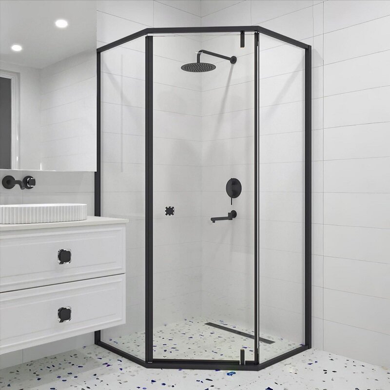 Изображение товара Душевой уголок RGW Hotel HO-088B 100x100 см распашная дверь стекло прозрачное профиль черный Герман