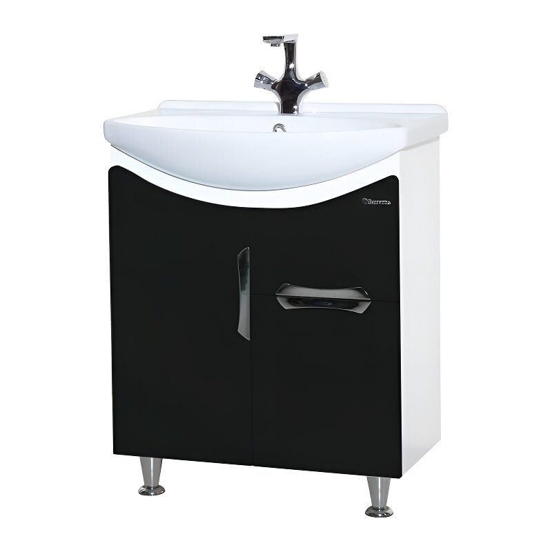 Изображение товара Тумба под раковину Bellezza Лагуна 65 напольная черная с ящиком и фасадами