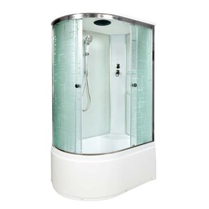 Изображение товара Душевая кабина AvaCan EM5012L /EM5012R 88010/88009, 120 x 90 см, с крышей, поддон высокий, левая/правая, стекло матовое с узором, профиль хром