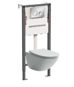 Изображение товара Инсталляция Ceramicanova Balance CN1905_121001CH, с безободковым унитазом Mono, сиденье микролифт, клавиша Circle хром