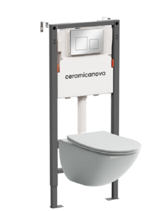 Изображение товара Инсталляция Ceramicanova Balance CN1905_121002CH, с безободковым унитазом Mono, сиденье микролифт, клавиша Square хром