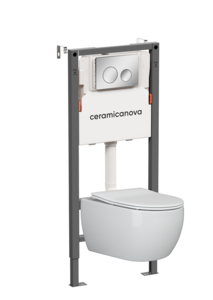 Изображение товара Инсталляция Ceramicanova Balance CN3001_121001CH, с безободковым унитазом Play, сиденье микролифт, клавиша Circle хром