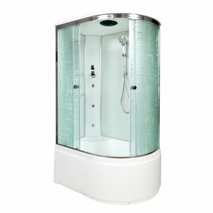Изображение товара Душевая кабина AvaCan EM5012LGM /EM5012RGM 88098/88089, 120 x 90 см, с крышей, с гидромассажем, поддон высокий, левая/правая, стекло матовое с узором, профиль хром