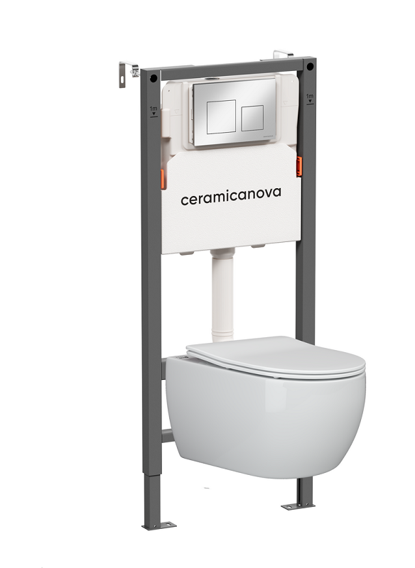 Изображение товара Инсталляция Ceramicanova Balance CN3001_121002CH с безободковым унитазом Play и сиденьем микролифт