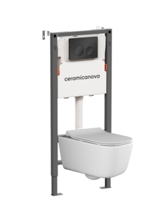 Изображение товара Инсталляция Ceramicanova Balance CN3005_121001MB, с безободковым унитазом New Day, сиденье микролифт, клавиша Circle черная матовая